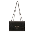 Bolso bandolera cuadrado negro efecto cocodrilo con cadena metálica y remaches - Negro