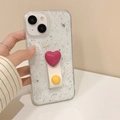 Close-up of glitter iPhone case featuring a pink heart stand and silver sequins - Rose Red / iPhone 7/8/SE 2020