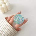 Detalle del soporte redondo para móvil con purpurina de colores y lentejuelas de corazón - Estilo de Color Mixto de Estrella y Corazón (3)
