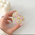Dettaglio griptok a cuore con paillettes colorate e glitter in acrilico trasparente - Paillettes Colorate Cuore N. 4