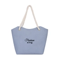 Blaue Canvas-Einkaufstasche mit Fashion xing Stickerei und weißen Seilgriffen - Blau