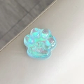 Gros plan d'un support de téléphone en forme de patte de chat holographique avec cœur - Paillettes Laser Vert