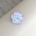 Vue détaillée d'un support de téléphone en forme de patte de chat holographique laser - Paillettes Laser Violet