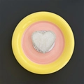 Detail of heart-shaped magnetic phone grip with white marble texture and rhinestone rim - Magnetic Stand / White Glitter