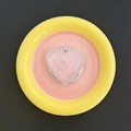 Close-up of pink heart magnetic phone socket with rhinestones and gift card - Magnetic Stand / Pink