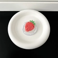 Detail of handmade beaded strawberry brooch on Gift For You display card holder - Magnetic Stand-High Glitter-Strawberry Beads