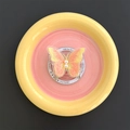 Detailed embroidery on a butterfly phone grip with white pearls and a gradient finish - Magnetic Stand / Orange