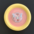 Detail of butterfly phone grip with pink gradient embroidery and white pearl accents - Magnetic Stand / Pink