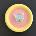 Detail of embroidered butterfly phone stand with pearl accents on a display card - Magnetic Stand / Green