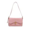 Chic light pink leather shoulder bag with gold oval twist lock and minimalist design - Pink