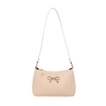 Chic beige small shoulder bag with a gold metal bow and thin strap for women - Khaki