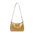Metallic gold PU shoulder bag featuring a stylish bow detail and slim strap - Gold
