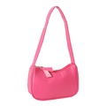 Minimalistische rosa Baguette-Tasche aus PU-Leder mit Reißverschluss und Schultergurt - Fuchsia