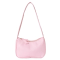 Mini pastel pink faux leather underarm bag with zipper and slender shoulder strap - Pink