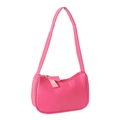 Vibrant hot pink mini hobo bag in smooth PU leather with seamless crescent structure - Rose Red