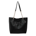 Schicke schwarze Tote-Bag mit Krokodilprägung und goldener Metallkette für Damen - Schwarz Typ 2