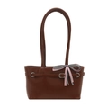 Sac à main en cuir marron avec boucle vintage et nœud décoratif élégant pour femme - Fauve