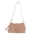 French style shoulder bag in glossy pleated pink leather with a gold metal clasp - Pink