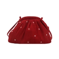 Borsa a tracolla in tessuto rosso con stampe floreali bianche e chiusura a coulisse - Rosso