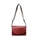 Borsa a tracolla quadrata bordeaux vintage con tracolla a motivi e logo a rilievo - Rosso