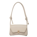 Chic beige underarm baguette bag with knotted shoulder strap and gold buckle - Khaki