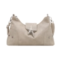 Beige punk-style shoulder bag with large gothic star emblem and vintage rivets - Beige