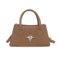 Khaki brown crocodile pattern crossbody bag with silver star logo in a sleek design - Khaki