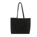 Bolso tote clásico de cuero mate negro con elegantes costuras simétricas grandes - Negro