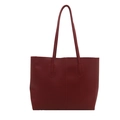 Bolso tote minimalista rojo oscuro de gran tamaño con costuras verticales y tirantes finos - Rojo