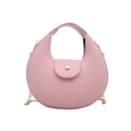 Pink crescent shoulder bag with gold magnetic buckle and detachable chain strap - Crescent Style / Pink