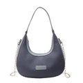 Sac hobo tissé bleu-gris avec logo Miss mini et fine bandoulière à chaîne dorée - Bleu