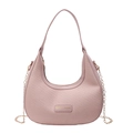 Pink hobo shoulder bag featuring woven texture leather and gold chain detail - Pink