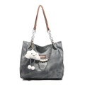Große graue Einkaufstasche mit Wolkenanhänger und Perlenketten-Dekoration - Einzelne Tasche / Gewaschenes Blau