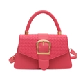 Rosafarbene Mini-Handtasche mit gewebtem Überschlag und goldener Schnalle im neuen Design - Rosa