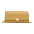 Yellow crocodile pattern baguette bag with a gold chain strap and metallic closure - Yellow