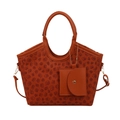 Borsa tote marrone caramello con goffratura a quadrifoglio e tracolla rimovibile - Marrone