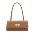 Klassische braune Schultertasche mit Krokodilprägung und eleganten goldenen Details - Khaki