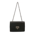 Bolso bandolera negro con diseño de serpiente, cadena plateada y cierre de remaches - Negro