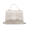 White faux leather crossbody bag with crocodile texture and elegant metal chain strap - White