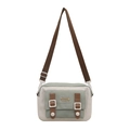 Petit sac carré minimaliste vert et crème avec bandoulière marron réglable - Vert