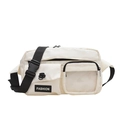 Sac à bandoulière blanc crème minimaliste avec multi-poches et fenêtre transparente - Blanc Cassé