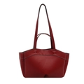 Retro red tote bag with contrast stitching and dual handles for shoulder or crossbody use - Red