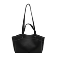 Vintage Shopper Tasche in Schwarz mit weißen Kontrastnähten und doppelten Tragegriffen für Damen - Schwarz