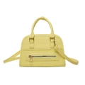 Zitronengelbe Handtasche aus Leder mit Gold-Reißverschluss und Schultergurt - Gelb