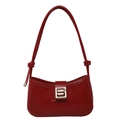 Elegant red vintage crossbody bag with gold buckle and stylish knotted shoulder strap - Red