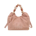 Sac boulette rose pêche chic avec poignée en perles marbrées et bandoulière - 19.5cmx17.5cmx9cm / Rose