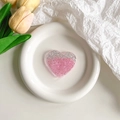 Vista dettagliata del supporto per telefono a cuore con glitter rosa e paillettes argento - Cuore Sfumato Rosa (Glitter Argento)