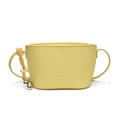 Minimalist light yellow crossbody bag with lychee texture and heart metal pendant - With Pendant / Yellow