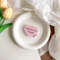 Support de téléphone cœur rose sur assiette en céramique blanche avec décor tulipes - Style Bordure en Dentelle Rose