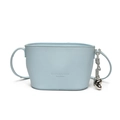 Light blue lychee texture bucket bag with heart charm and crossbody strap - With Pendant / Blue